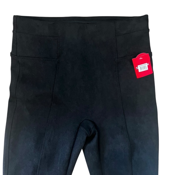 Spanx Classic Black High-Waist Leggings Faux Suede Leggings Medium - Picture 4 of 13